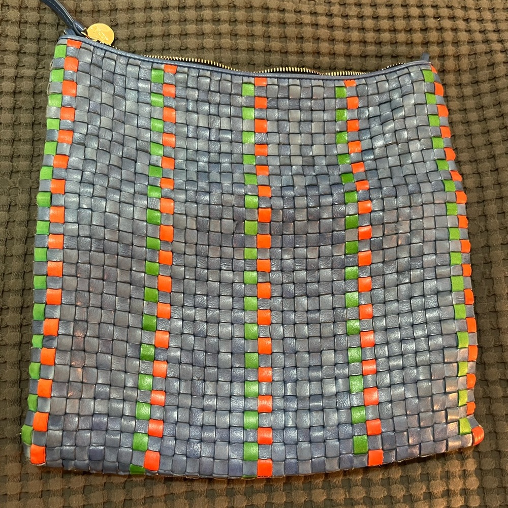 Clare V woven clutch with tabs